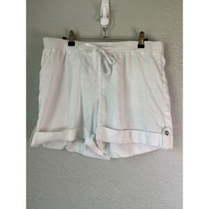 INC International Concepts White Linen Cuffed Shorts Womens Size 10